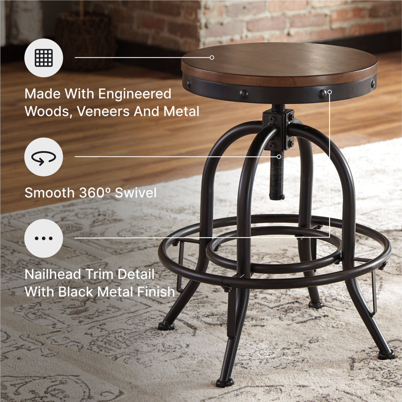 Quintara Swivel Adjustable Height Counter Stool, Counter Stool (24" Seat Height)