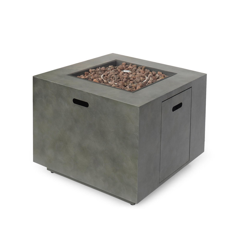 SQUARE IRON FIRE PIT-50 000 BTU, Stone Gray