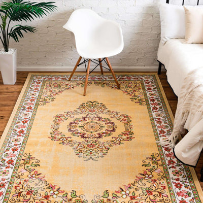 Tapis oriental jaune Rozalla
