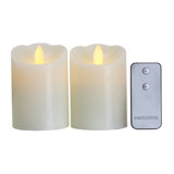 Unscented Realistic-Flame LED Wax Pillar Candles
