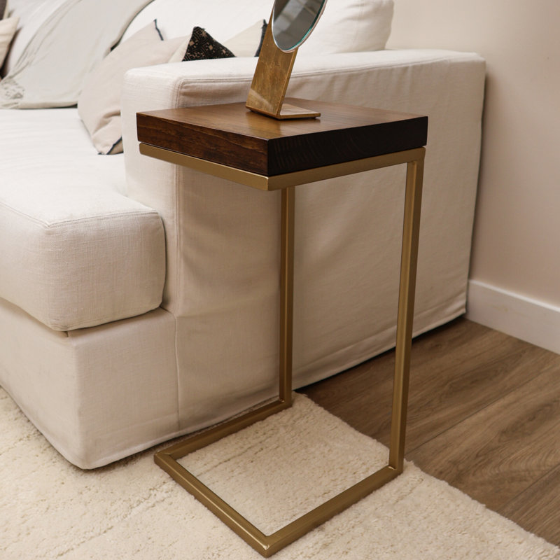 Table d'appoint en forme de C rustique, Doré, Provincial