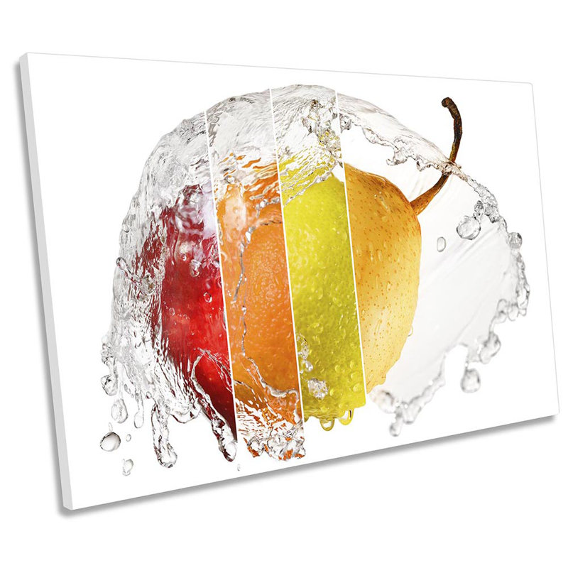 Striped Fruit Splash Kitchen - Wrapped Canvas Print, 30.5cm H x 45.7cm W x 2cm D
