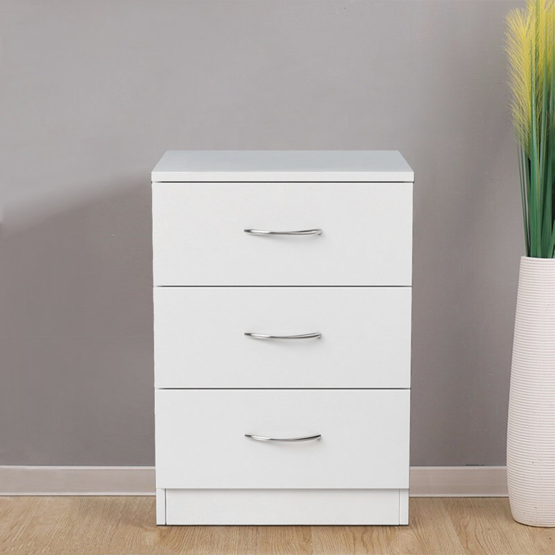 Deloni 3 Drawer 40Cm W Chest of Drawers Nightstand Bedside Cabinet, White
