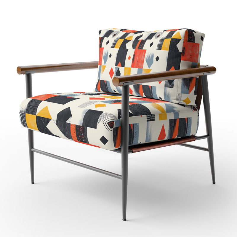 Chaise d'appoint Patchwork - Fauteuil jaune avec courtepointe Minimal