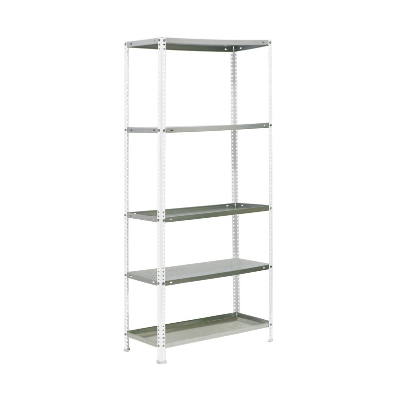 Upper Vobster 90 cm W Steel Adjustable Height Shelving Unit, 180cm H x 90cm W x 30cm D, White/Grey