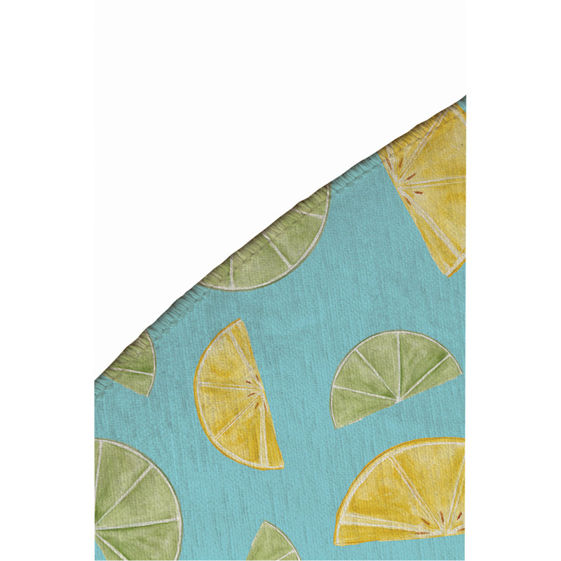 Summer Limes & Lemons Outdoor Rug, Round 5'