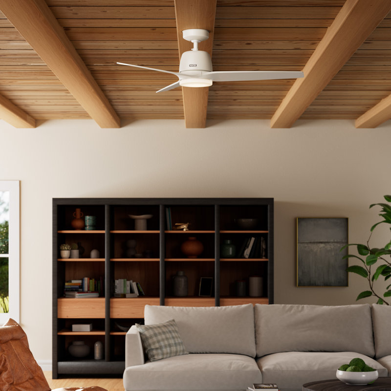 52 inch Malden Ceiling Fan with LED Light Kit and Handheld Remote, White, White