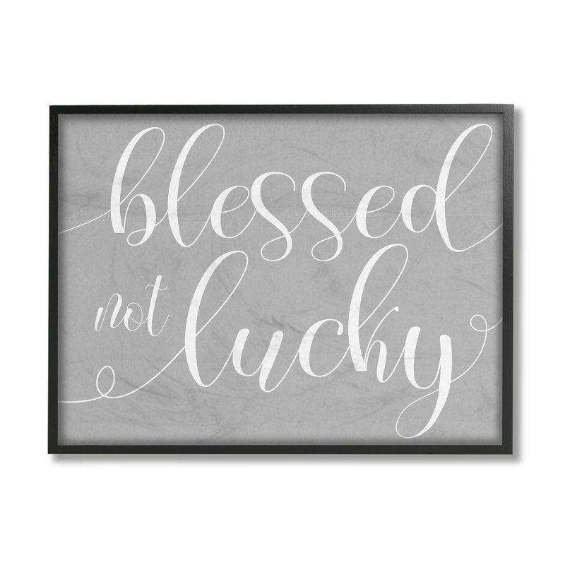 «Blessed Not Lucky», typographie douce et cursive, Giclée encadrée noir minuit, H 16 po x l 20 po