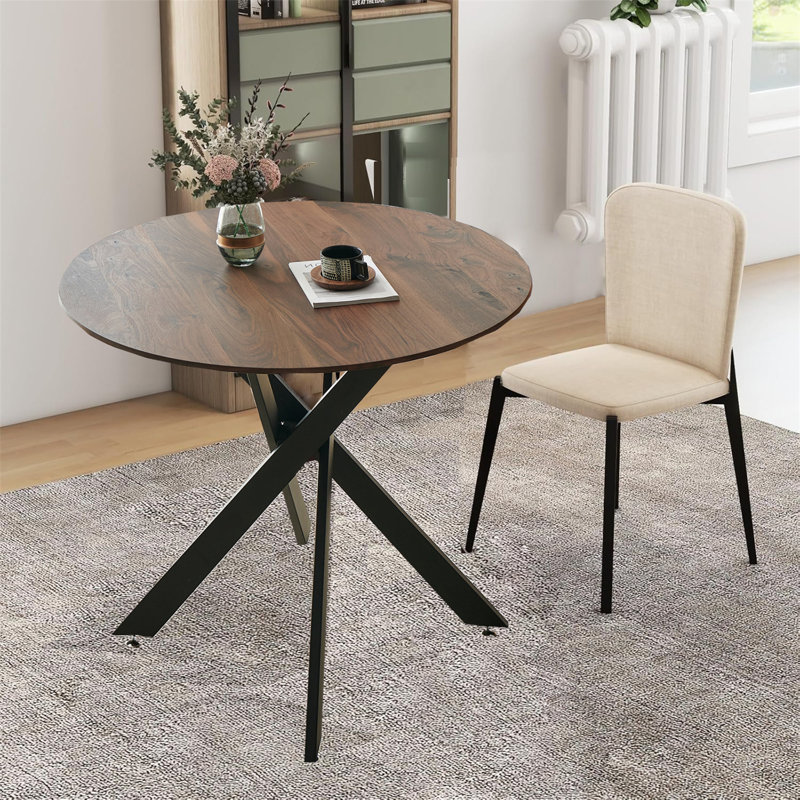 Table de salle à manger pour 4 à 6 personnes avec plateau rond en bois aggloméré