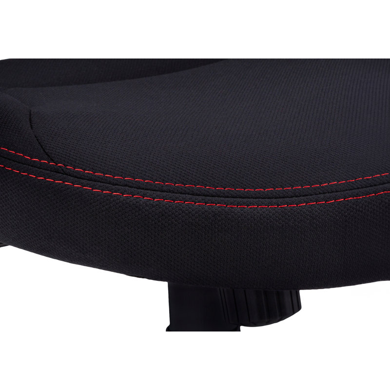 Chaise de bureau, jeux, hauteur réglable, pivotant, ergonomique, accoudoirs, bureau d'ordinateur, travail, tissu noir et rouge, métal noir, contemporain, moderne