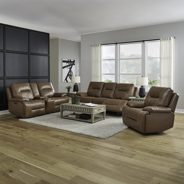 Trevina Zero Gravity Sofa w/ Loveseat & Recliner - Saddle Brown