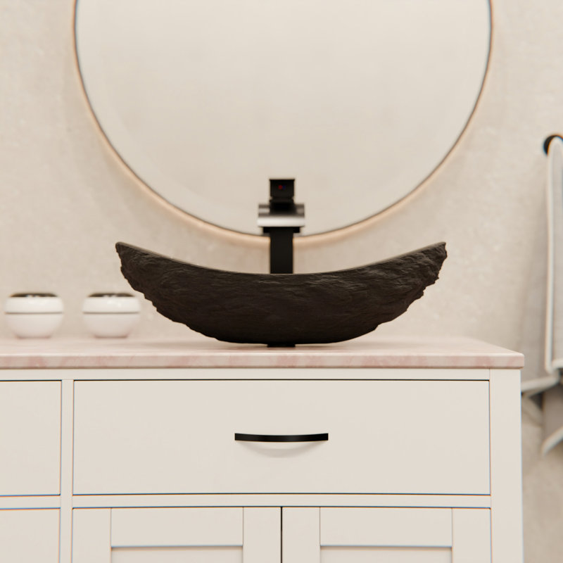 Lavabo de salle de bain vasque ovale en pierre Absolute, Noir mat