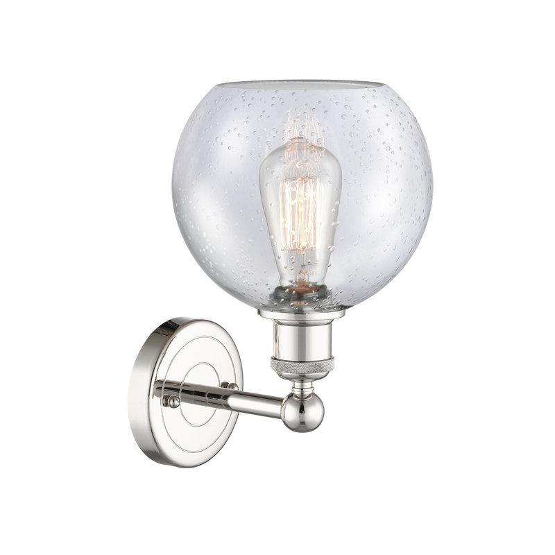 Ellington Steel Armed Sconce, Polished Nickel, Seedy
