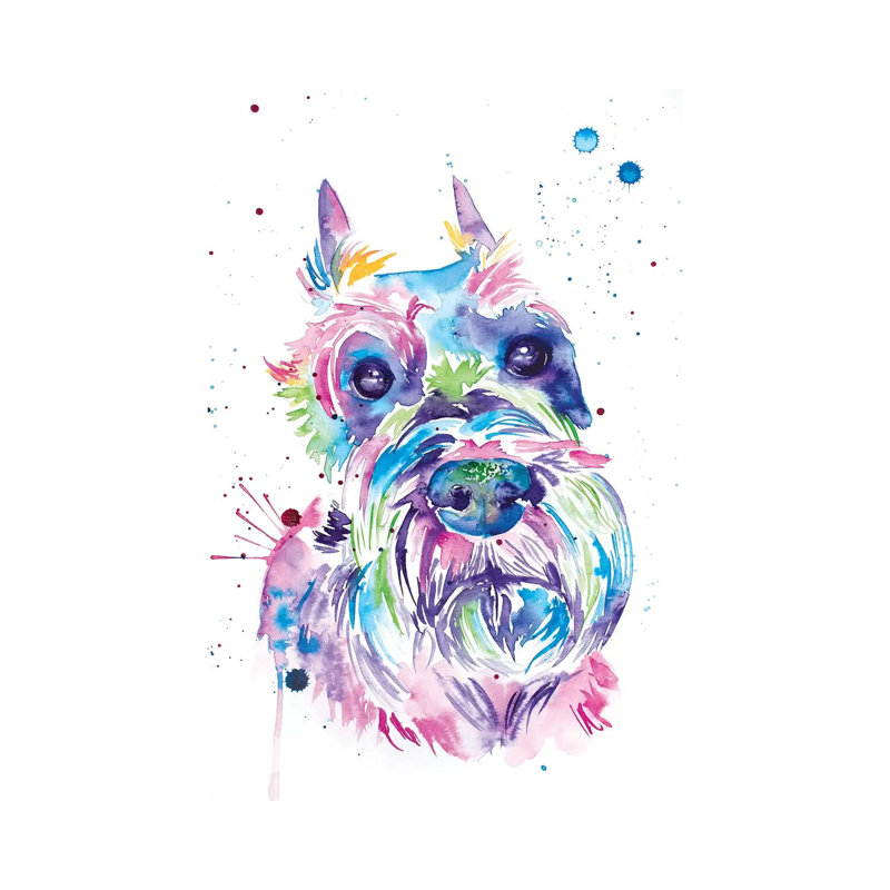 «Watercolor Schnauzer» par Jennifer Seeley, reproduction d'art sur toile tendue, H 18 po x l 12 po x 1,5 po
