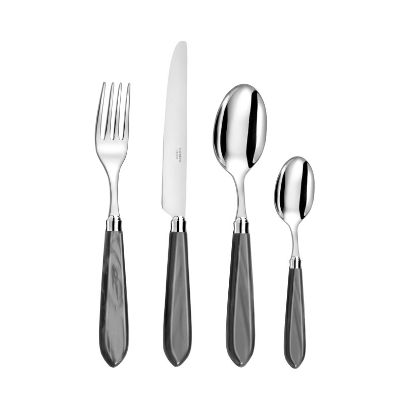 Owen 24 Piece Cutlery Set, Service for 6, Pearly Black