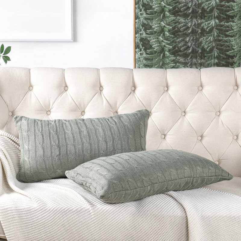 Cable Reversible Pillow Cover, Ghost Gray