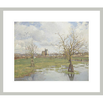 «Flooded Fields at St.-Ouen l'Aumône» par Camille Pissarro, impression giclée encadrée