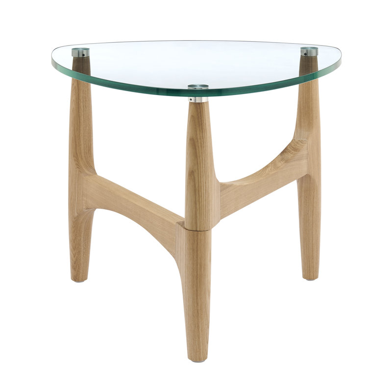 Table d'appoint Etna avec verre trempé transparent et base naturelle