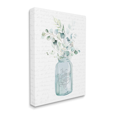 " Botanical Sprigs Arrangement Vintage Jar Cursive Script " by Lettered And Lined