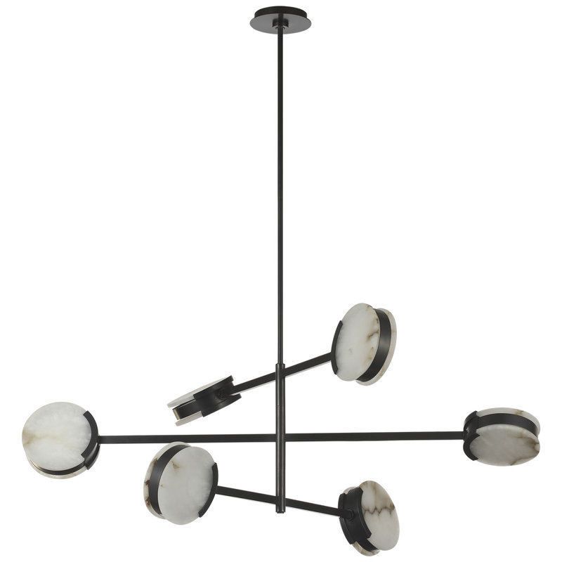 Kelly Wearstler Melange 48" Multi-Positional Chandelier with Alabaster, Bronze