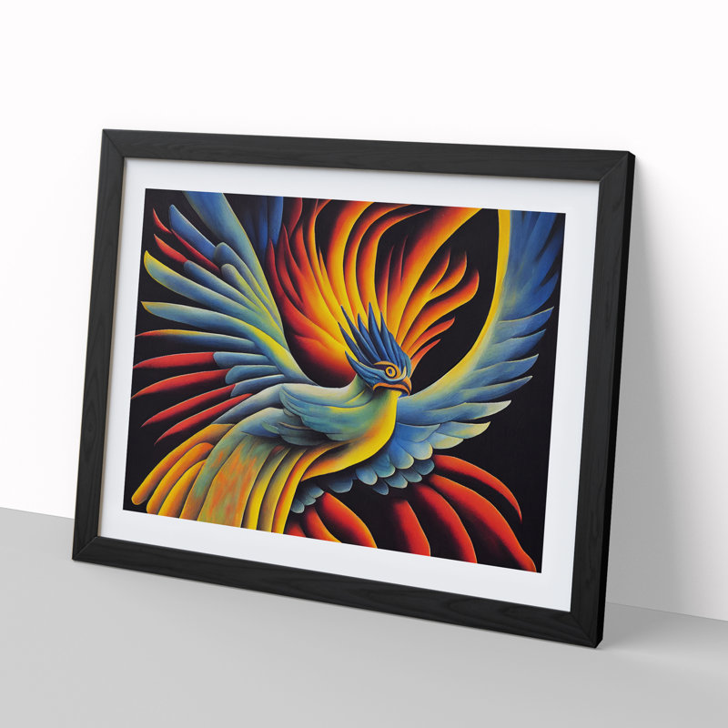 XH1022-8999X The Stellar Phoenix Bird Abstract - Single Picture Frame Print, 46cm H x 64cm W x 2cm D, Black