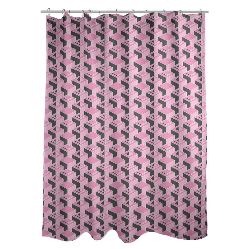 Rideau de douche simple Classic Skyscrapers, Rose / Noir