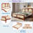 Wood Platform Bed With Rattan Headboard-665575502-665575499