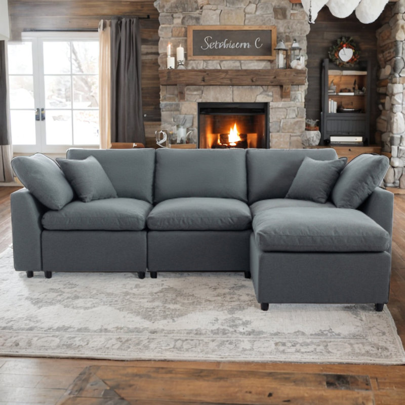 Kazimer Upholstered 104.3'' Sofa, Dark Gray