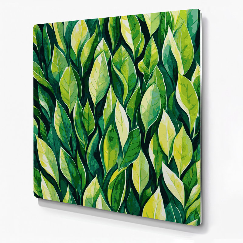 Aquarelle botanique, art mural vert en métal 71, H 12 po x l 12 po