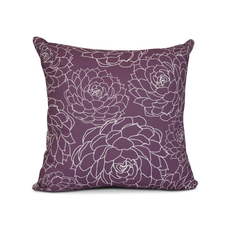 Floral Frolic Outdoor Square Pillow Cover & Insert, 20" H x 20" W x 3" D, Purple