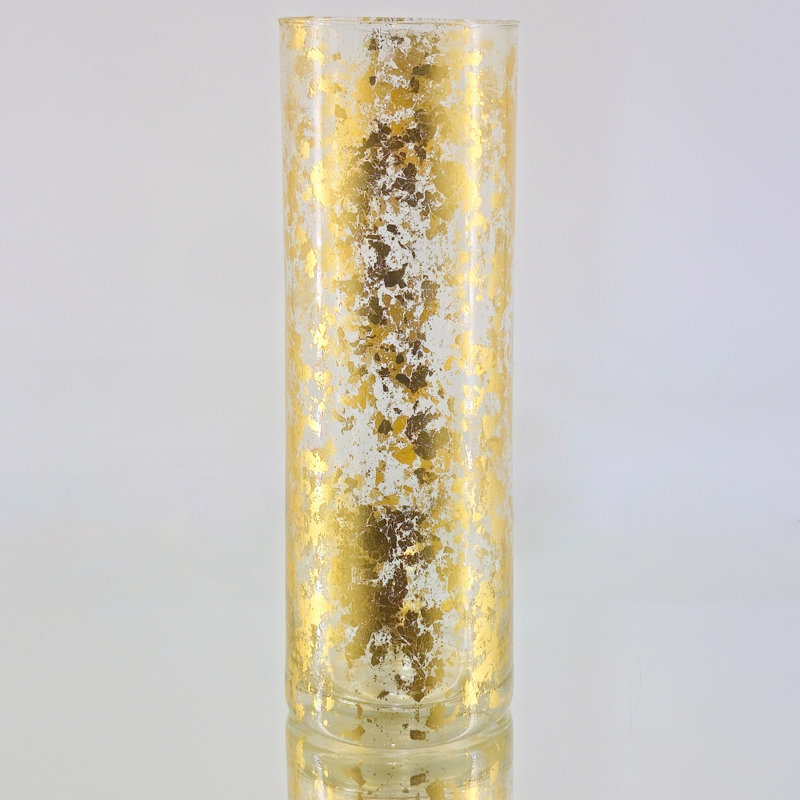 Vase en verre Thassos, H 20 po x l 4 po x P 4 po, Doré