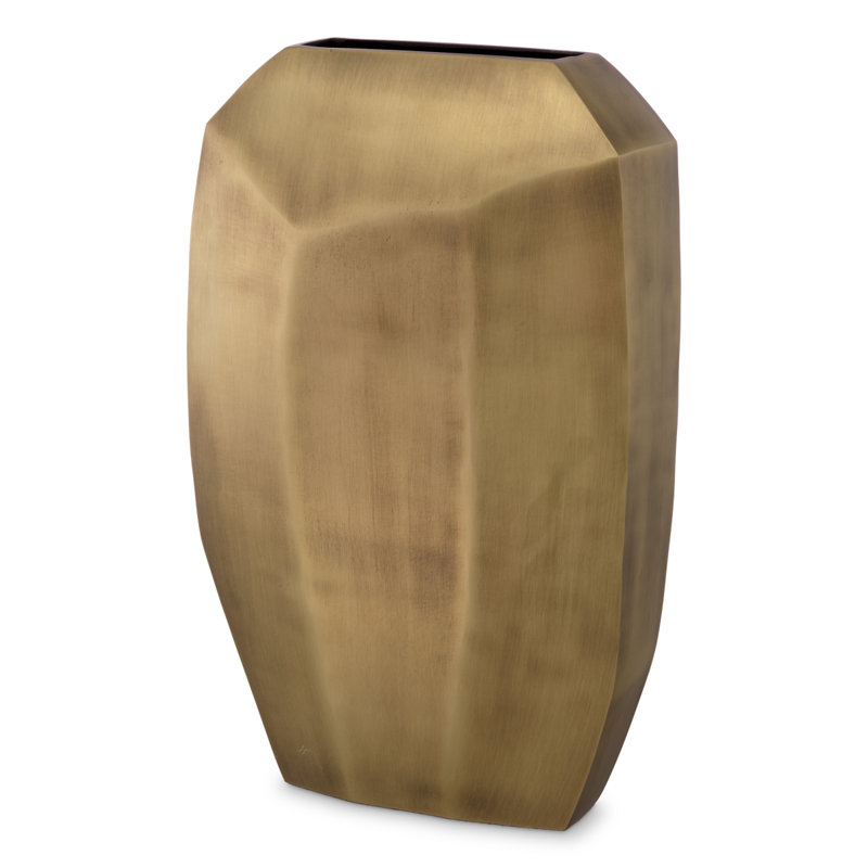 Linos Handmade Aluminum Table Vase, Antique Brass, 17.13" H x 9.65" W x 4.53" D