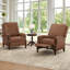 Fauteuil inclinable manuel en cuir véritable de 32,3 po de largeur avec main courante en bois massif Liauro (ensemble de 2)-759079125