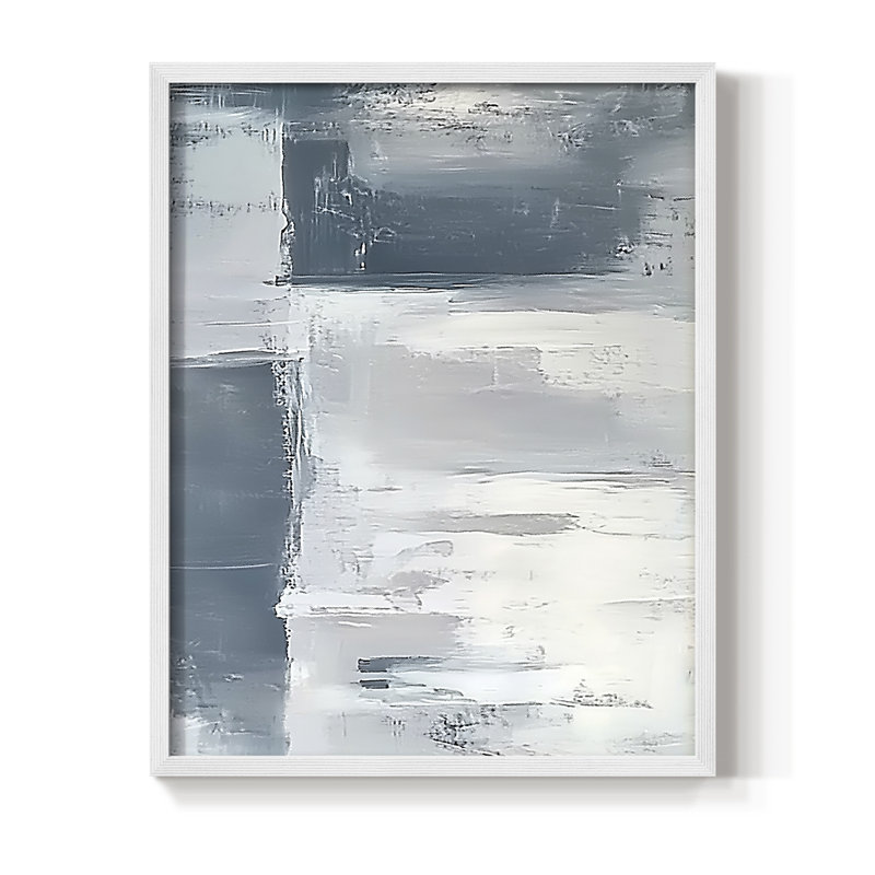 Abstrait, encadré, prêt à accrocher , H 14 po x l 11 po, Blanc