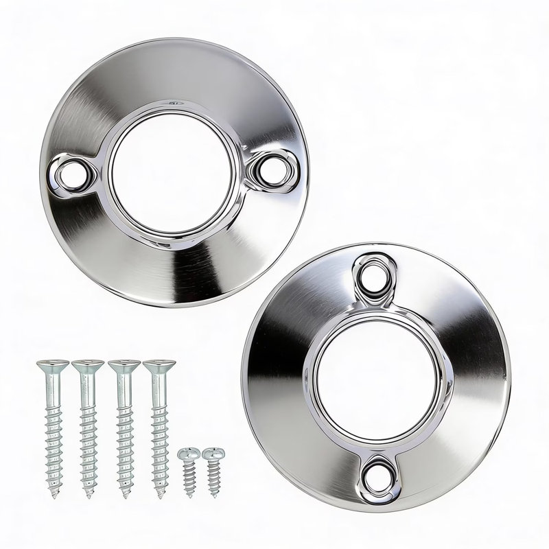 Ensemble de 2 brides de tringle de rideau de douche rondes chromées avec vis, ensemble de 2