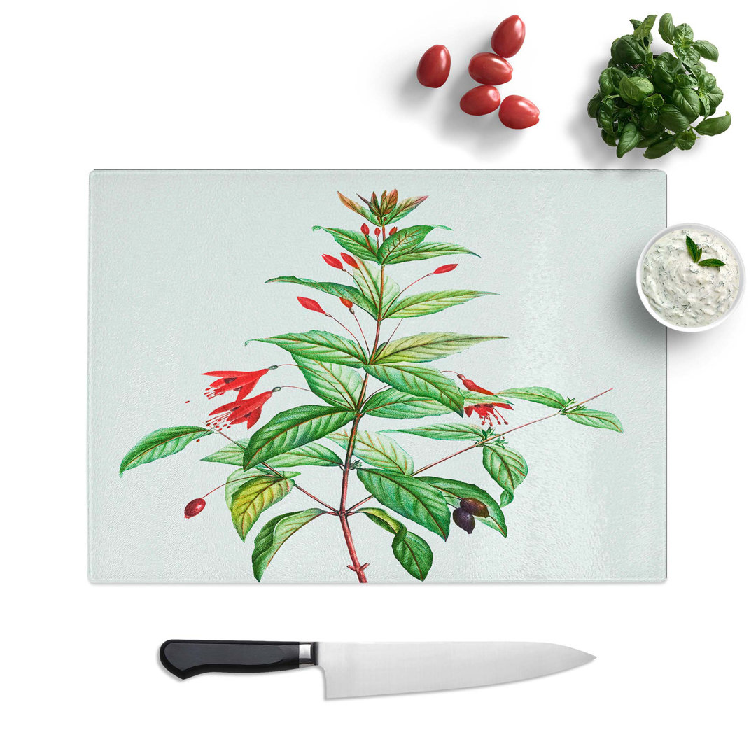 Glass Fuchsia Flowers by Pierre-Joseph Redoute Chopping Board
