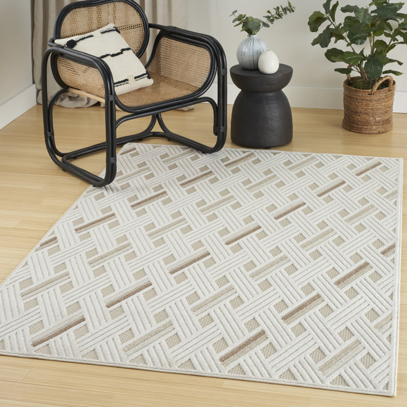 Tapis d'intérieur ivoire beige moderne, Rectangle 3 pi 11 po x 5 pi 11 po