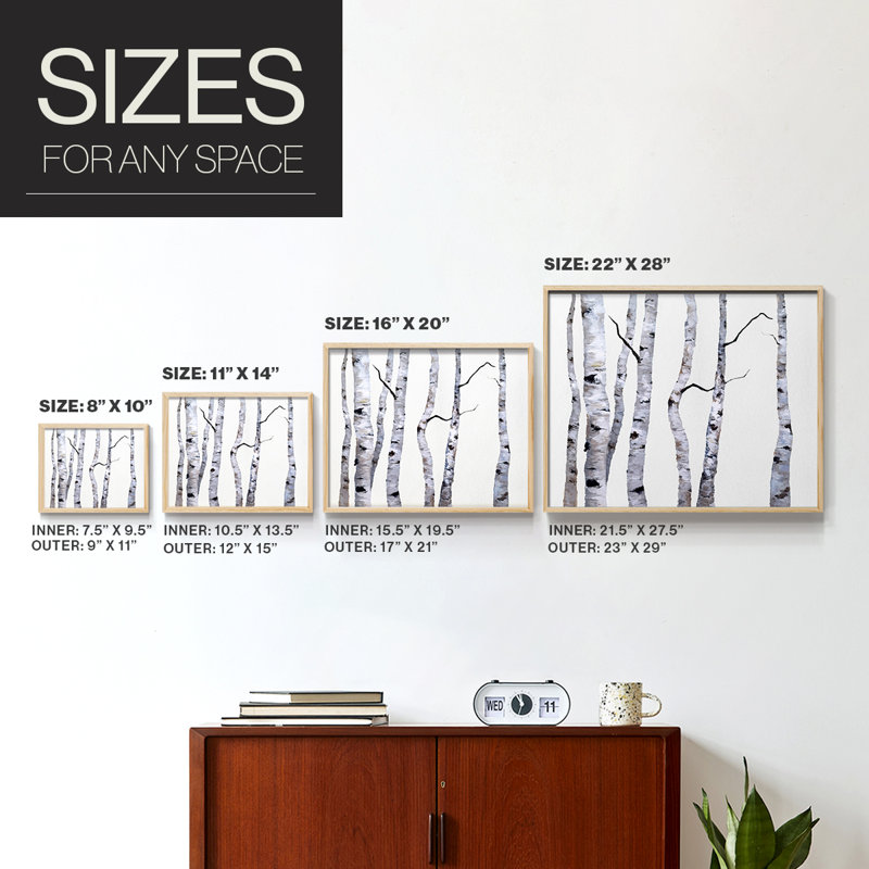 Birch Trees I -Framed Print - Restickable, 8" H x 10" W, Natural