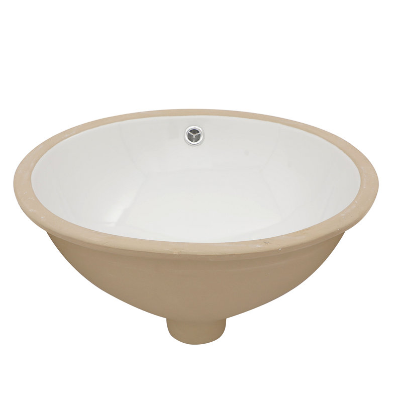 18"X15" White Ceramic Oval Undermount Bathroom Sink With Overflow