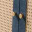 Buffet 4 portes en rotin, crédence en bois de style Mid-Century avec boutons ronds en laiton pour le salon (bleu)-1579836138