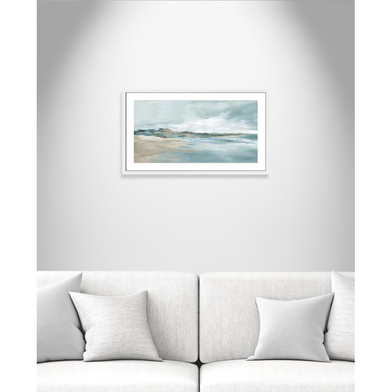 Imprimé Sandpoint par Carol Robinson, H 17 po x l 29 po x P 1,25 po, Blanc, Reproduction encadrée avec passe-partout