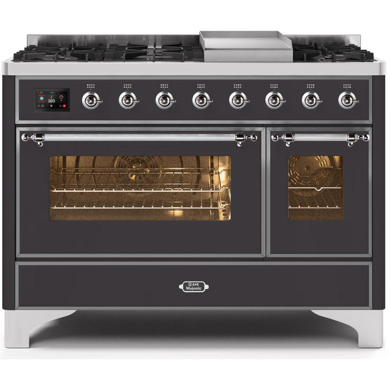 Majestic II 48" 5.02 cu. ft. Freestanding Dual Fuel Range with Griddle, Natural Gas, Matte Graphite/Copper