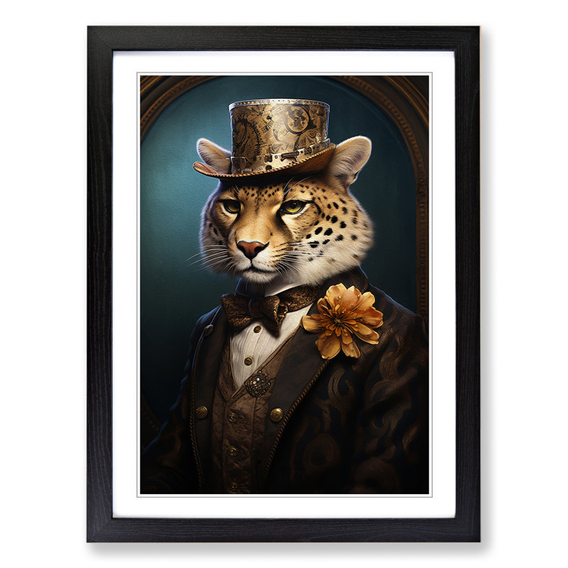 Cheetah Victorian No.2 Framed Print, 46cm H x 34cm W x 2cm D, Black Framed
