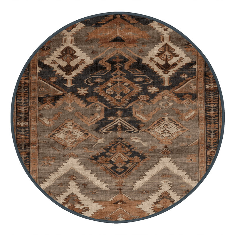 Tapis brun lavable à la machine, Rond 5 pi