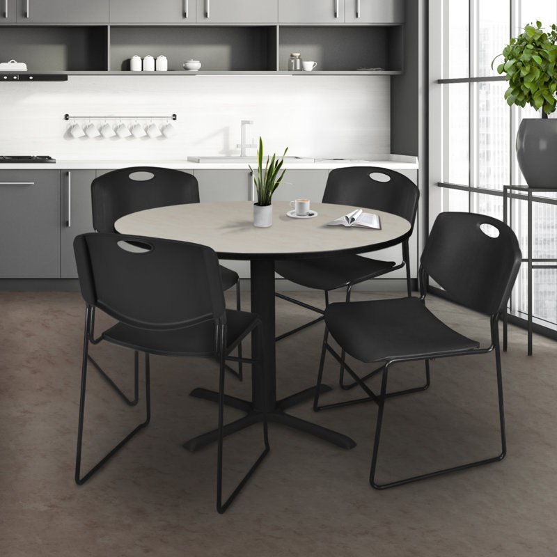 Neyland Cain Dining Table, Noir, H 29 po x l 48 po x P 48 po, Érable