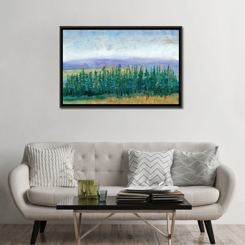 « pin tops ii », impression sur toile, H 18 po x l 26 po x P 1,5 po, Toile avec cadre noir, Pas de tapis