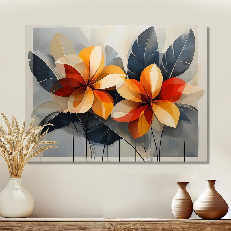 Été Hibisuc dans une symphonie géométrique I - Hibiscus, décoration murale en métal, reproduction d'art traditionnelle en métal