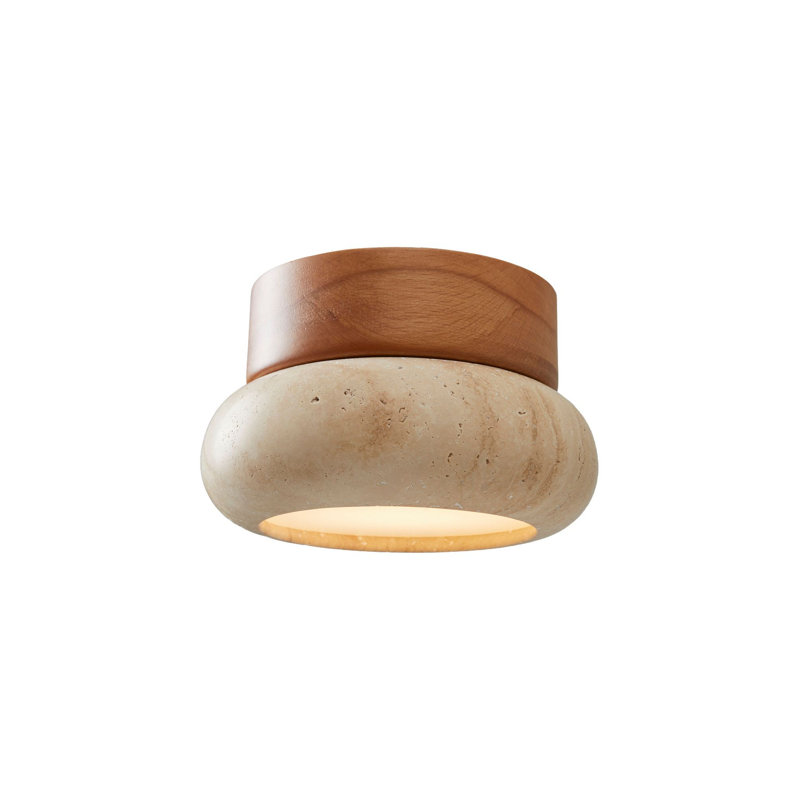 Lampe murale élégante en bois, chêne et beige, 9 x 5 po | Élégant capuchon en travertin (6 po x 2 po) | 1 x douille G9 (10 W maximum) | Parfait pour le salon, la chambre à coucher et le couloir | IP20, ampoule non incluse