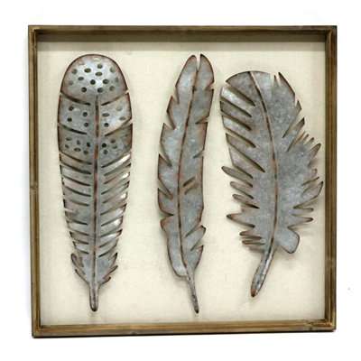 Décoration murale plumes métalliques