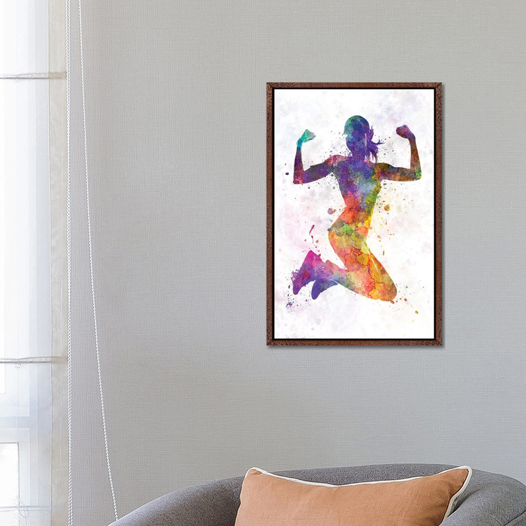 Frau Läuferin Joggerin Springend Kraftvoll von Paul Rommer - Gallery-Wrapped Canvas Giclée